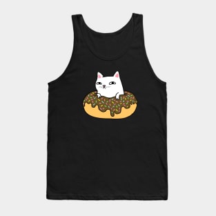 Donut Cat - White Cat Chocolate Icing Tank Top